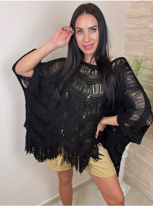 Fashion Nicole Shop Veszprém - LOLITA-LUREX-SZALAS-FELSO-FEKETE-ONE-SIZE - Női ruházat