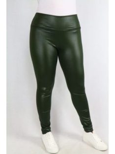 PLUS SIZE LINED LEATHER EFFECT LEGGINGS - GREEN