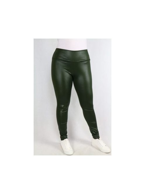 PLUS SIZE LINED LEATHER EFFECT LEGGINGS - GREEN