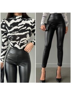 LEGGINGS WITH LEATHER EFFECT LINED