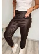 LINED LEATHER EFFECT TROUSERS