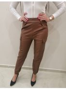 LINED LEATHER EFFECT PANTS - BROWN
