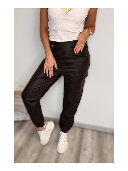 LINED LEATHER EFFECT TROUSERS