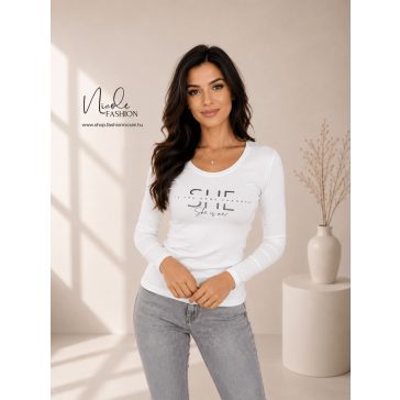 SHE FELSŐ - FEHÉR  - Fashion Nicole Shop női divat webáruház