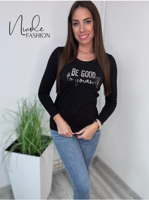 BE GOOD LONG SLEEVE TOP - BLACK