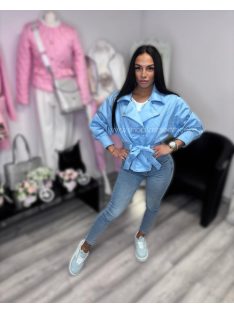 STEFIE OVERSIZE MŰVELÚR KABÁT - VILÁGOSKÉK ( UNI )  - Fashion Nicole Shop női divat webáruház