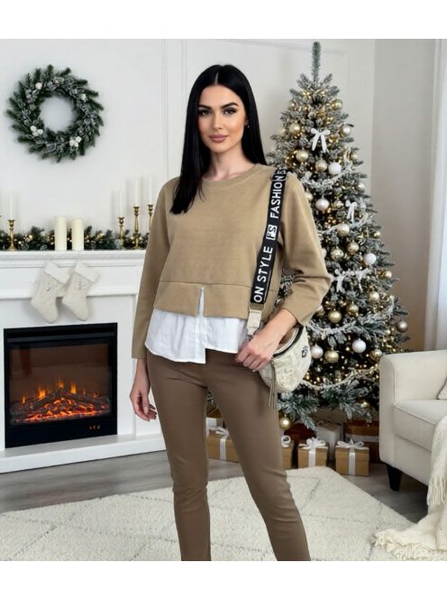 POPPEA PULÓVER - BÉZS / FEHÉR ( UNI )