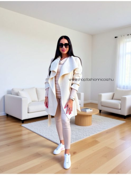 CLAUDINE MEGKÖTŐS KABÁT - KRÉMSZÍN  ( UNI )  - Fashion Nicole Shop női divat webáruház