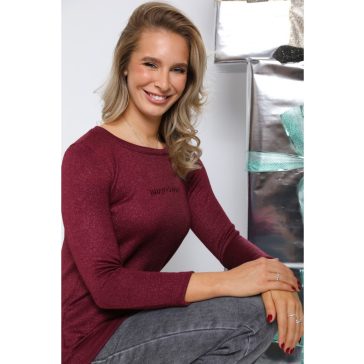  DELENI PULÓVER - BURGUNDI LUREX SZÁLAS ( UNI ) - Fashion Nicole Shop női divat webáruház