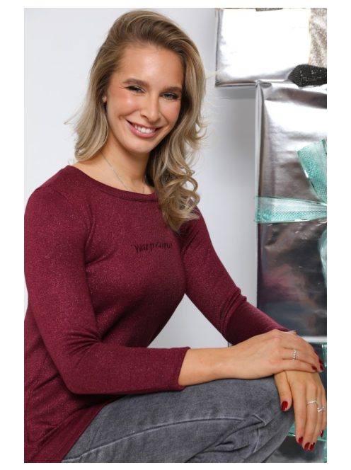  DELENI PULÓVER - BURGUNDI LUREX SZÁLAS ( UNI ) - Fashion Nicole Shop női divat webáruház