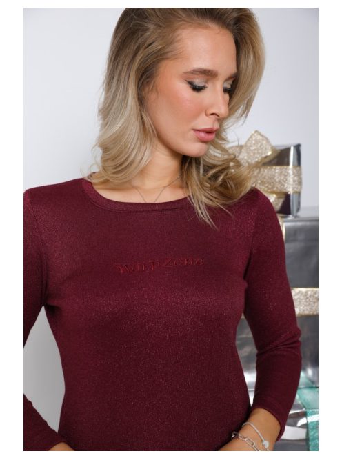  DELENI PULÓVER - BURGUNDI LUREX SZÁLAS ( UNI ) - Fashion Nicole Shop női divat webáruház