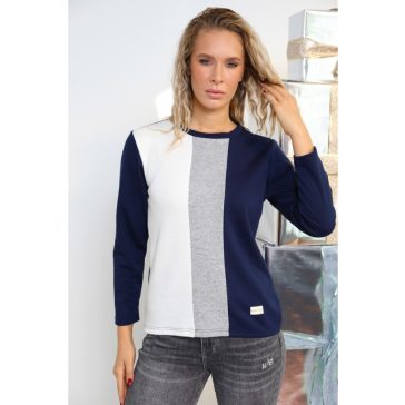 TRIXY PULÓVER - KÉK / FEHÉR - Fashion Nicole Shop női divat webáruház