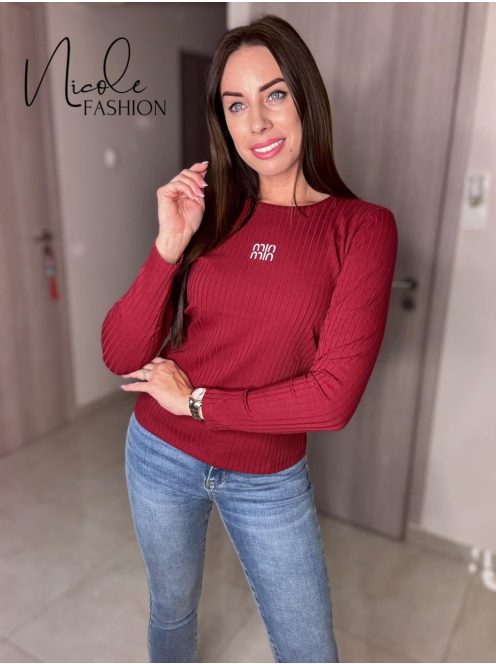 MIAMIA LONG SLEEVE TOP - BURGUNDY (ONE SIZE)