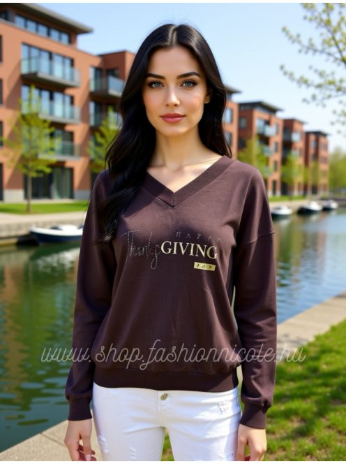 GIVING PULÓVER - CSOKOLÁDÉBARNA ( UNI )