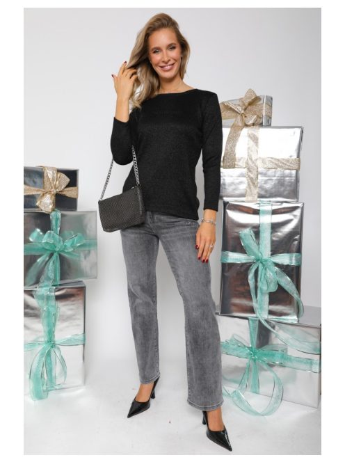 DELENI PULÓVER - FEKETE LUREX SZÁLAS ( UNI )