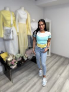 LOTTE PÓLÓ - FEHÉR / TÜRKIZ / SÁRGA  - Fashion Nicole Shop női divat webáruház