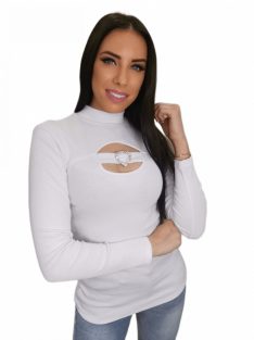 HEART RIBBED TURTLENECK - WHITE (ONE SIZE) 