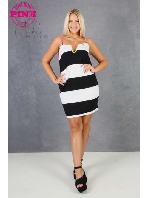 PINK ROSE DRESS - BLACK / WHITE (ONE SIZE)