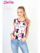 PINK ROSE T-SHIRT - BLACK / WHITE (ONE SIZE)