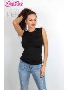 PINK ROSE TOP - BLACK ( ONE SIZE )