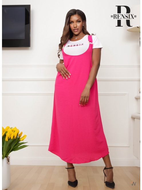 RENSIX T-SHIRT MAXI DRESS SET - PINK / WHITE