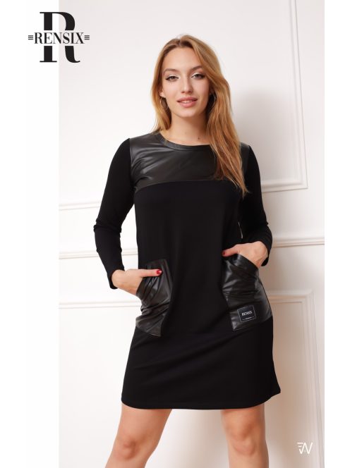 RENSIX LEATHER PADDED DRESS - BLACK (ONE SIZE)