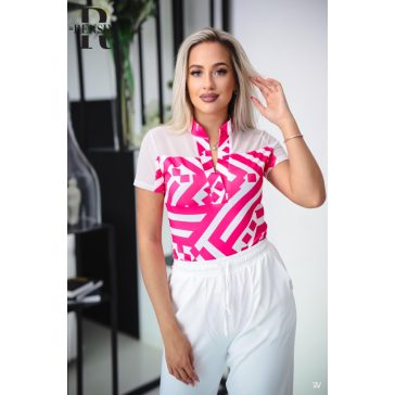 RENSIX MINTÁS FELSŐ - PINK / FEHÉR  - Fashion Nicole Shop női divat webáruház