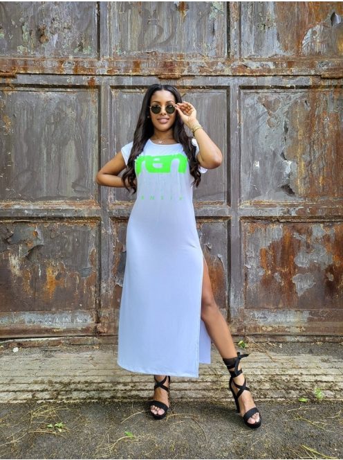 RENSIX MAXI DRESS UV GREEN LETTER - WHITE (ONE SIZE)