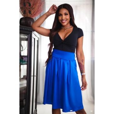 RENSIX FÉNYES ANYAGÚ SZOKNYA - KIRÁLYKÉK  - Fashion Nicole Shop női divat webáruház