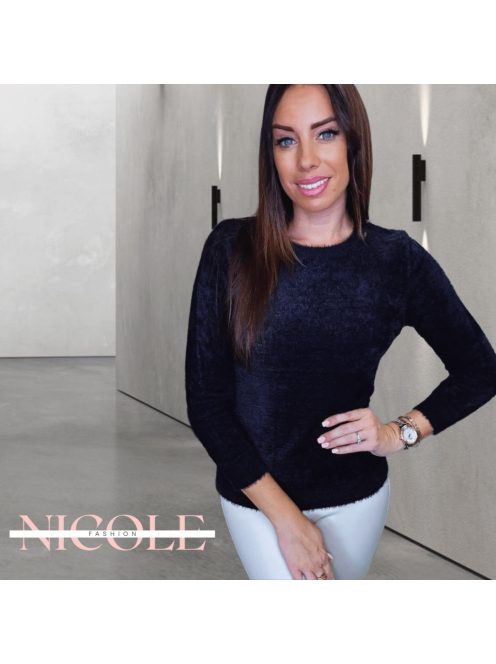 Fashion Nicole Shop Veszprém - ADELIA-KOTOTT-PULOVER-FEKETE-ONE-SIZE - Női ruházat