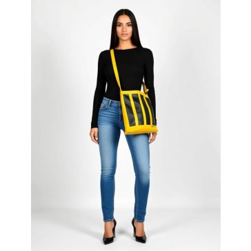 VIA55 TÁSKA - MUSTÁR / FEKETE  - Fashion Nicole Shop női divat webáruház