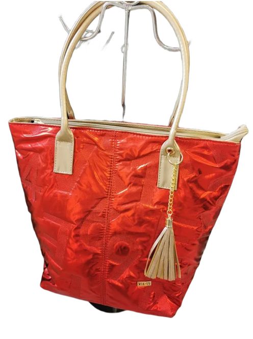 VIA55 SHOULDER BAG - RED / GOLD