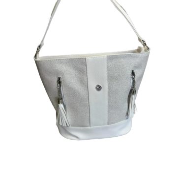 VIA 55 TÁSKA - EZÜST SZÍN / FEHÉR  - Fashion Nicole Shop női divat webáruház